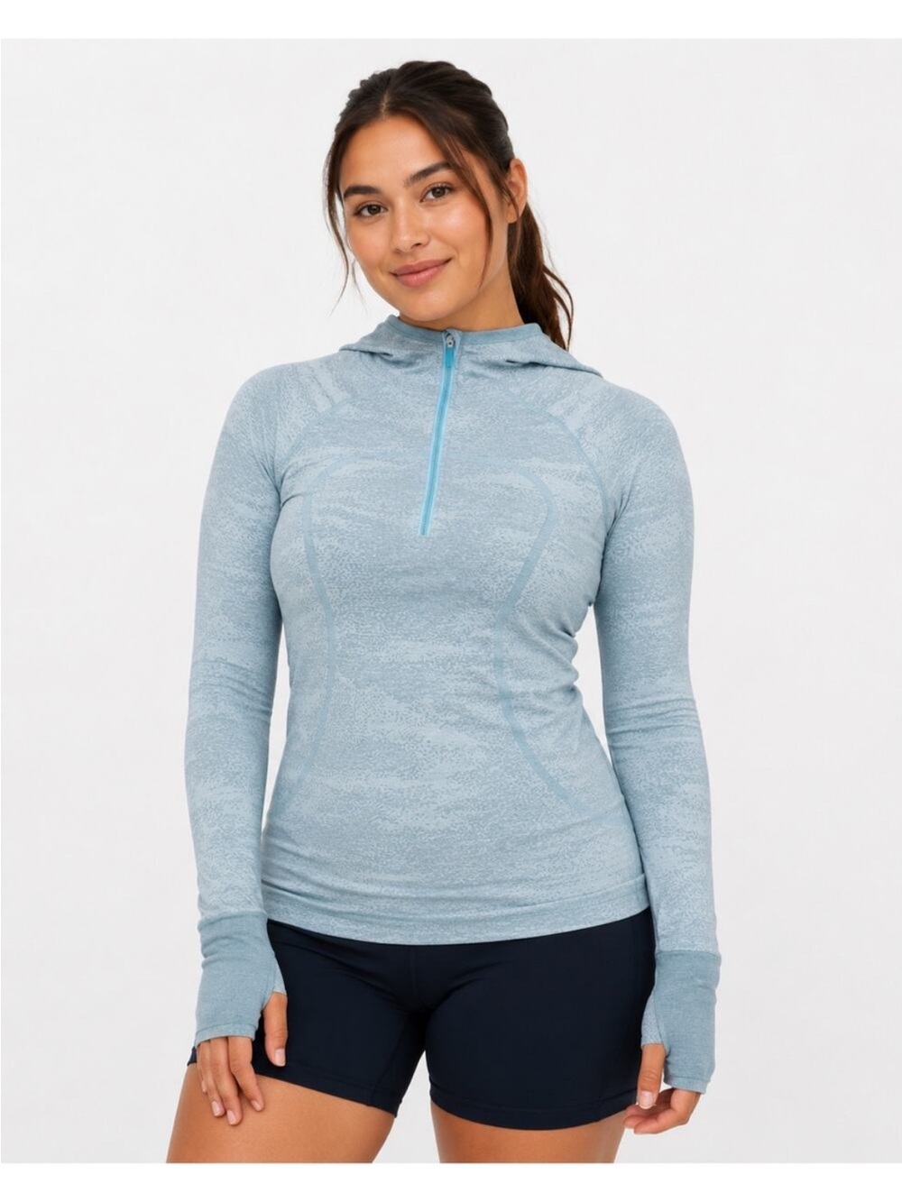 Lululemon Swiftly Speed Quarter Zip with Thumbholes - Light Blue